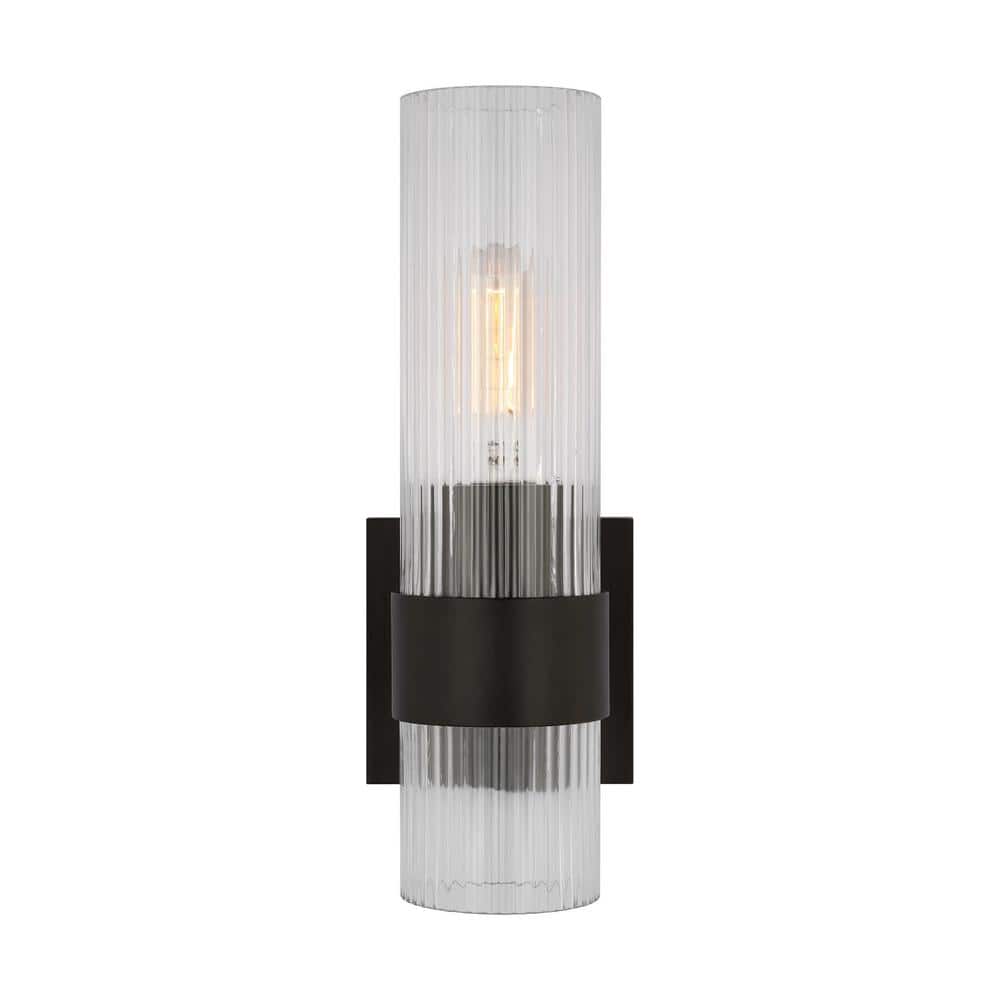 Geneva Black Iron Wall Sconce with Translucent Tube Shade