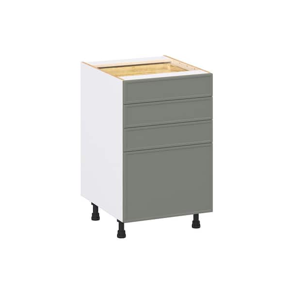 Fairview 21 in. W x 24 in. D x 34.5 in. H Assembled Slim Shaker Drawer Base Kitchen Cabinet in Moss Green with 4-Drawers