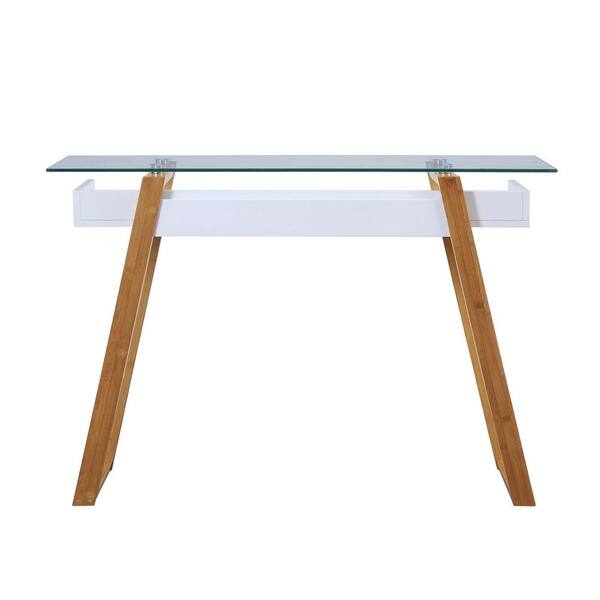 Convenience Concepts Oslo Sundance White and Bamboo Console Table