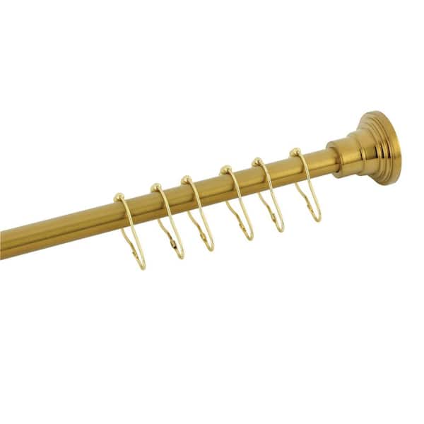 Edenscape 38 in. to 60 in. Adjustable Curved Shower Curtain Rod in Brushed Brass