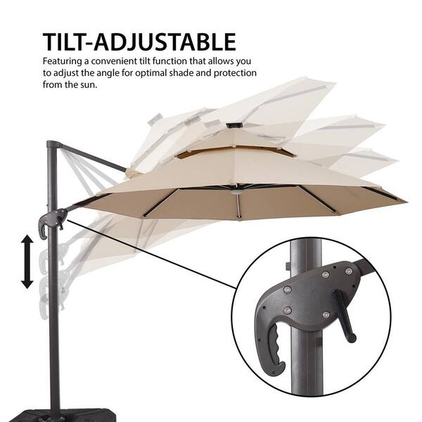 cantilever patio umbrella roma Wood-Effect Parasol  2.5m and fade resistant Roma 3.5M Cantilever Parasol with