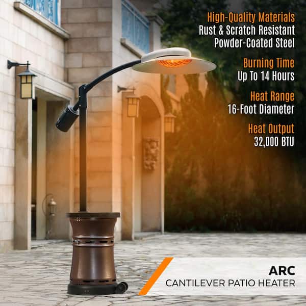 ARC 32,000-BTU Cantilever Designed Portable Radiant Infrared Outdoor Patio Heater; 7 ft. 10 in. Height, Propane Powered
