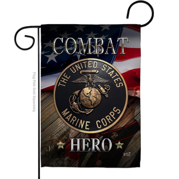 Angeleno Heritage MADE AND DESIGNED LOS ANGELES CALIFORNIA 13 in. x 18.5 in. Marine Combat Hero Garden Flag Double-Sided Readable Both Sides Armed Forces Marine Corps Decorative