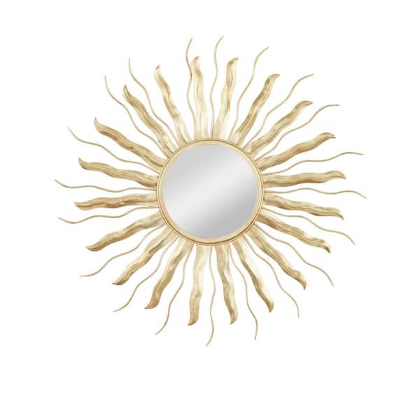 CosmoLiving by Cosmopolitan 31 in. x 31 in. Round Framed Gold Starburst Wall Mirror