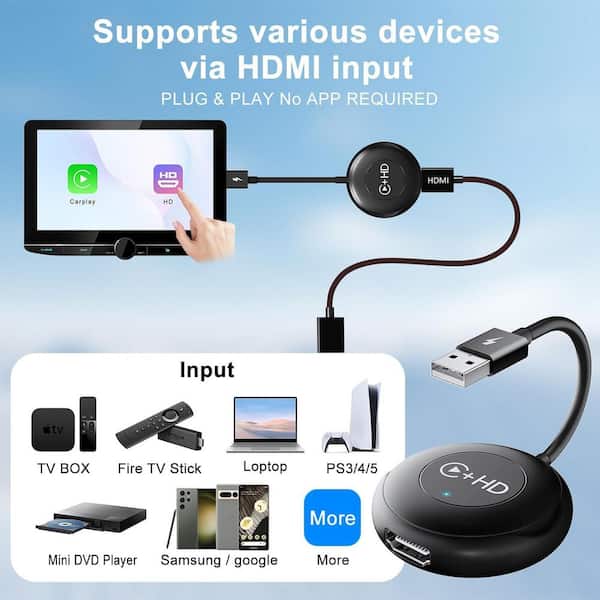 Lukyamzn Wireless CarPlay Adapter HDMI Multimedia Converter for