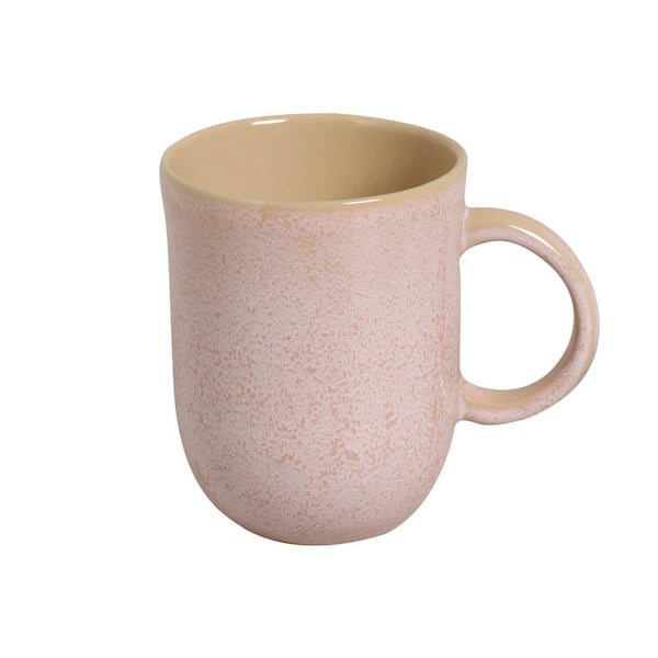 PORTO BRASIL 11.16 oz. Litchi Pink Stoneware Coup Mug (Set of 4)