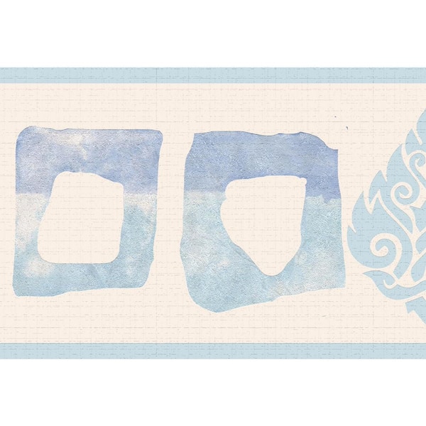 Dundee Deco Falkirk Dandy II Pastel Blue Shapes Abstract Peel and Stick Wallpaper Border