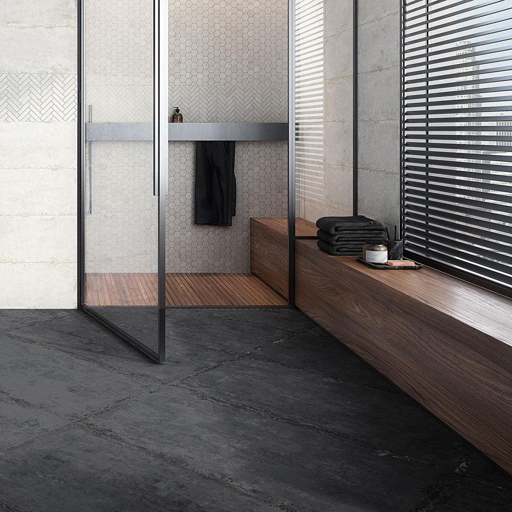 Stonehenge 24'' x 48'' Matte Black Porcelain Tile