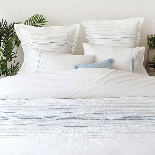 Grey Embrioidered Stripe Cotton King 