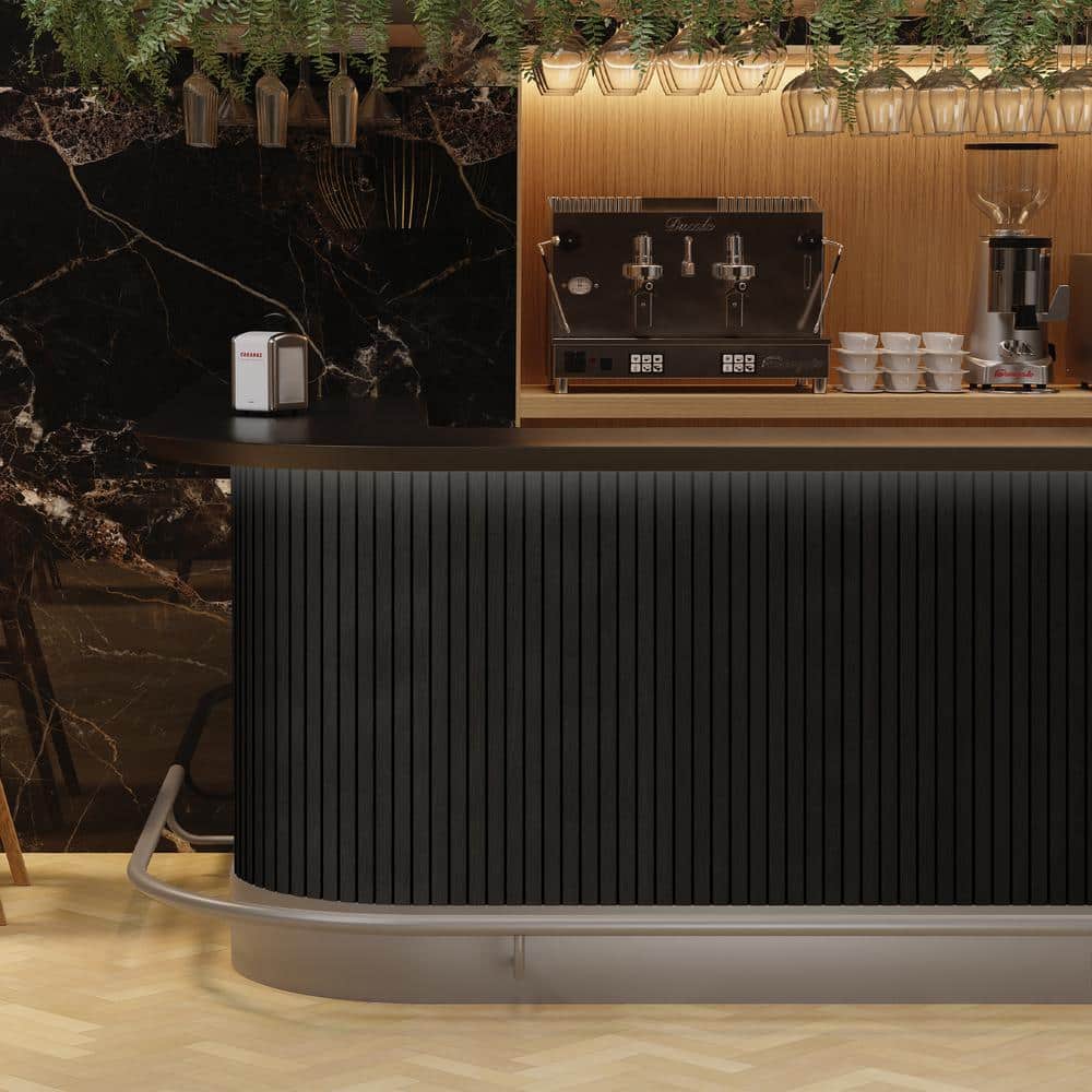 Black Vinyl Shiplap Acoustic Wall Paneling, 8-ft Length