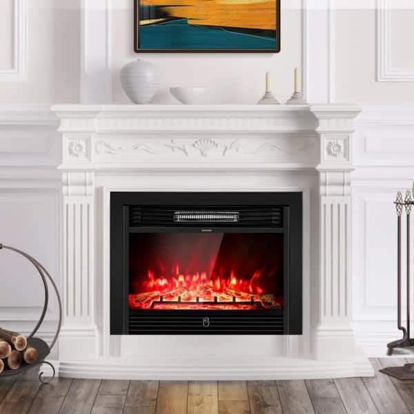 28.5 in. 750W/1500W Freestanding and Recessed Electric Fireplace Insert w 3 Flame Color, Timer, Remote Control