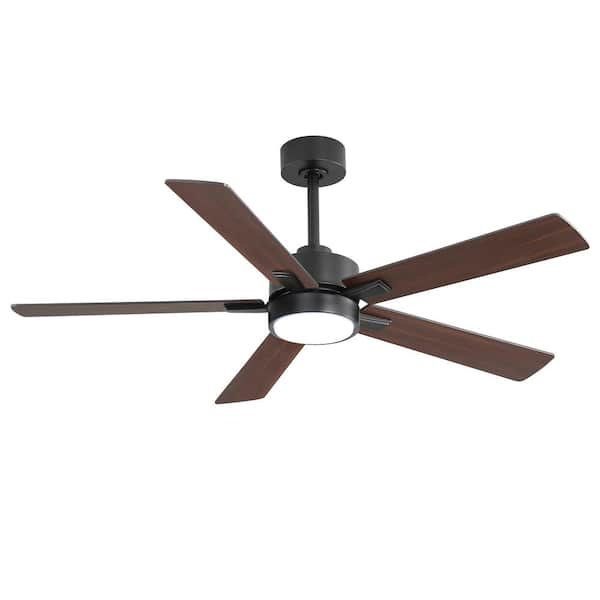 Breezary Charlie 52 in. Integrated LED Indoor Black Ceiling Fans with Light and Remote Control Included