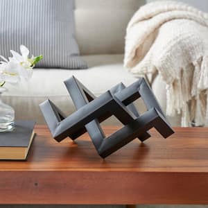 13 in. x 7 in. Black Metal Abstract Shaped Geometric Sculpture