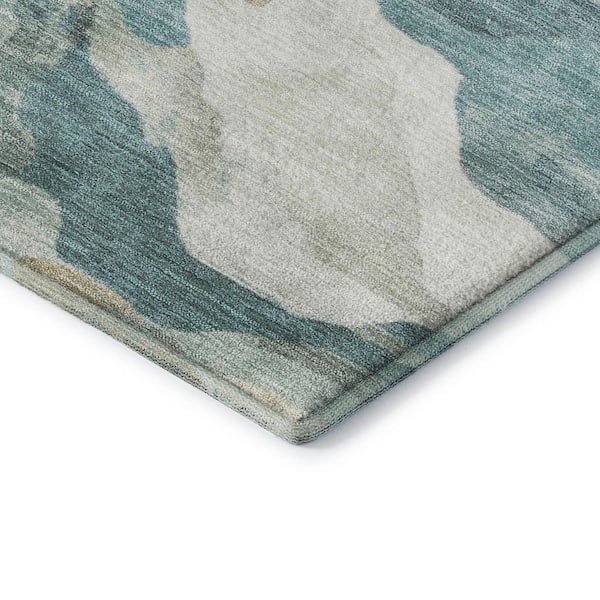 Mayfield Premium Machine Washable Abstract AMF2162 Teal 5 ft. x 7 ft. 6 in. Area Rug