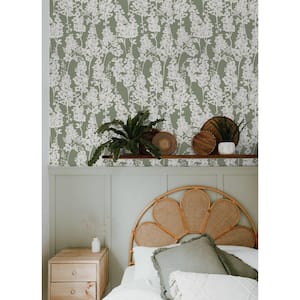 Green Larkspur Vinyl Peel and Stick Wallpaper