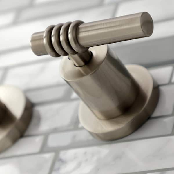 Milano 2-Handle Wall Mount Bathroom Faucet in Brushed Nickel