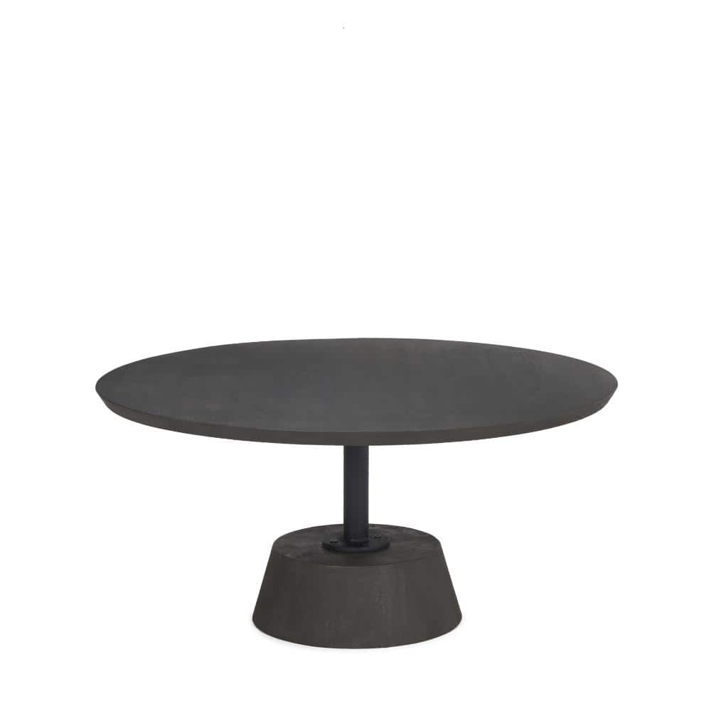 Maxwell 34L x 34W x 16H Dark Brown Wood W/ Black Metal Pedestal Base Round Coffee Table price history on PriceWatchPro