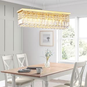 5-Light Rectangle Gold Chandelier with K9 Crystals