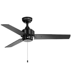 Sunil 42 in. Indoor 3-Speed Black Ceiling Fan with Pull Chain, Downrod and 3 Reversible Blades