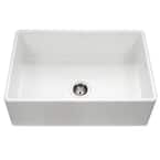 Platus Series Farmhouse Apron Front Fireclay 33 in. Single Bowl Kitchen Sink in White