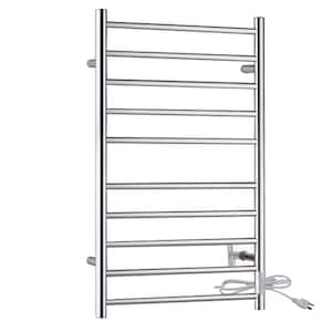 Crete 10-Bar Stainless Steel Wall Mounted Towel Warmer Rack with Polished Chrome Finish