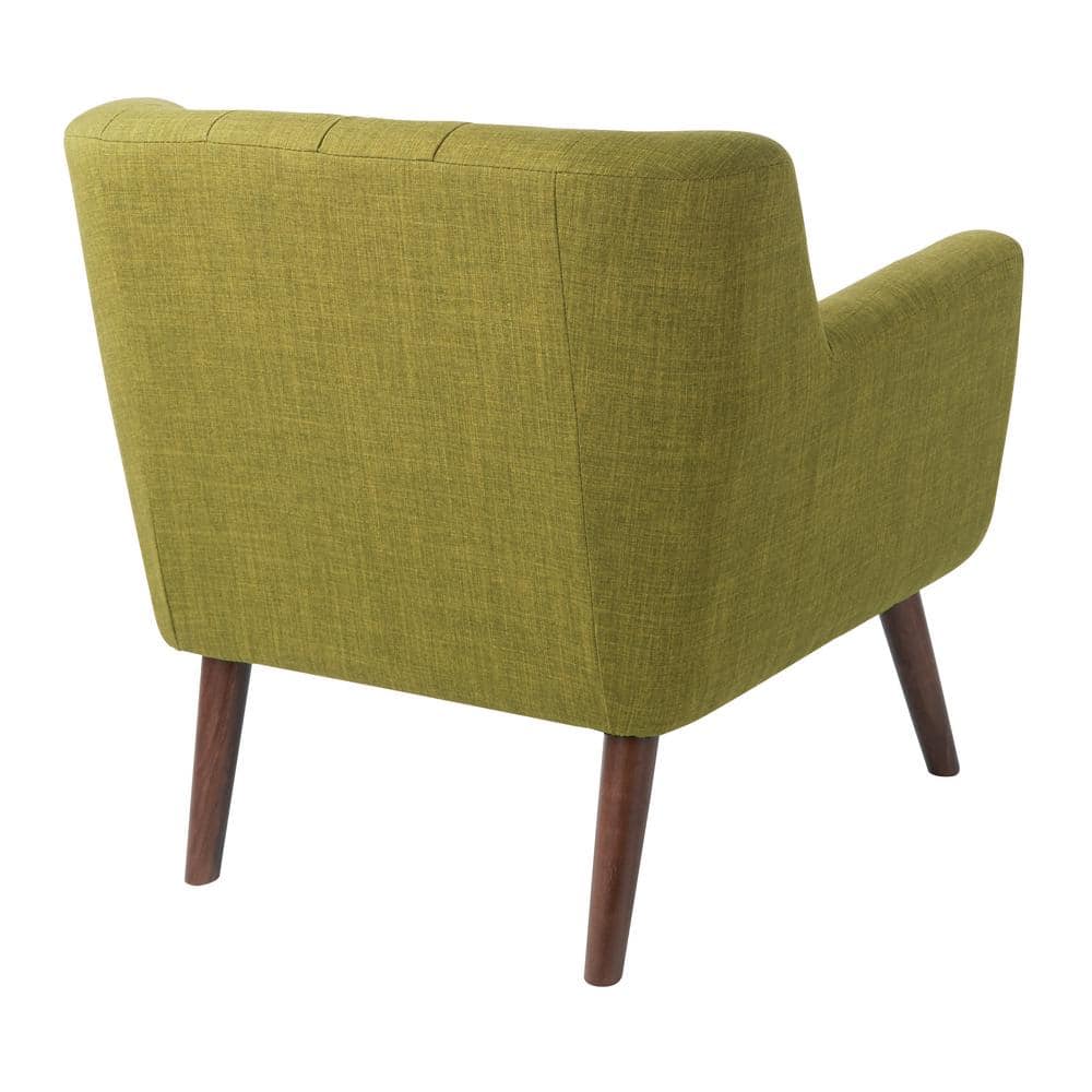 Green Microfiber Mid-Century Modern Accent Chair with Wood Legs