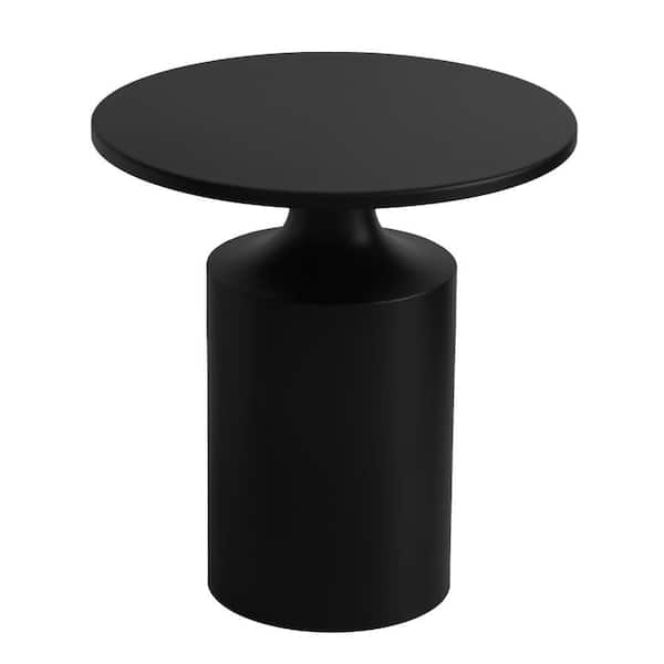 THE URBAN PORT 19 in. Matte Black Modern Round Iron Side Table