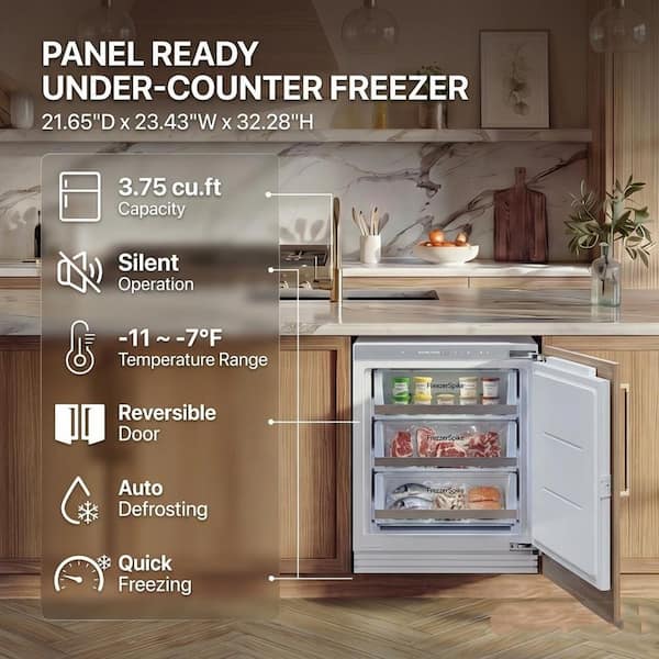 24 in. 3.74 cu.ft. Frost Free Built-in Panel Ready Residential Upright Freezer in White Quick Freezing LED Touch Control