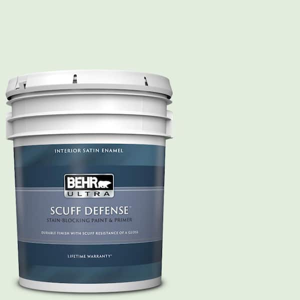 BEHR ULTRA 5 gal. #M400-1 Establish Mint Extra Durable Satin Enamel Interior Paint & Primer