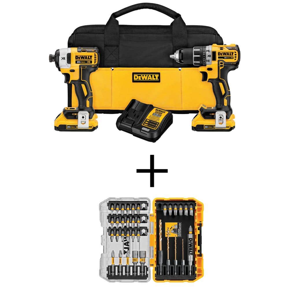 DEWALT 20V MAX Lithium-Ion XR Cordless Brushless Drill/Impact 2 Tool Combo Kit and MAXFIT Screwdriving Set (35 Piece) -  DCK283D2WMF35