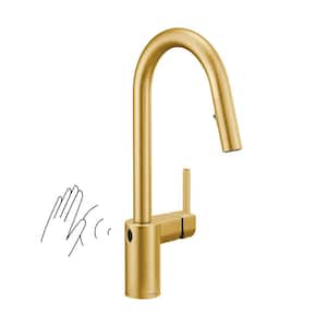 Align Single-Handle Touchless Pull Down Sprayer Kitchen Faucet with MotionSense Wave and Power Clean in Brushed Gold