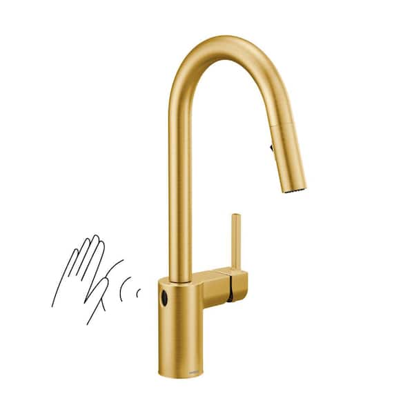MOEN Align Single-Handle Touchless Pull Down Sprayer Kitchen Faucet with MotionSense Wave and Power Clean in Brushed Gold