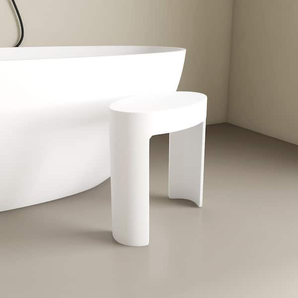 Nexon 17 in. x 10 in. Freestanding Solid Surface Shower Stool Vanity Seat in Matte White