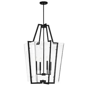 Farell 4-light Matte Black Pendant Light with Clear Beveled Glass Shades