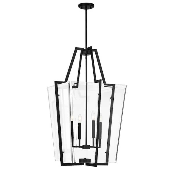 Savoy House Farell 4-light Matte Black Pendant Light with Clear Beveled Glass Shades