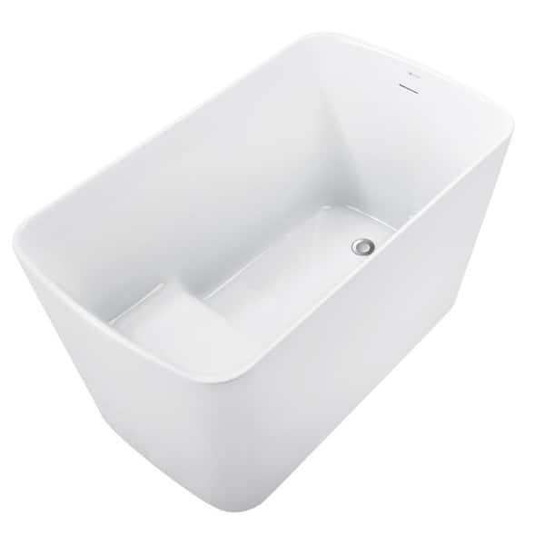 Aoibox Contemporary 46.80 in. x 27.30 in. Soaking Bathtub with Reversible Drain in White