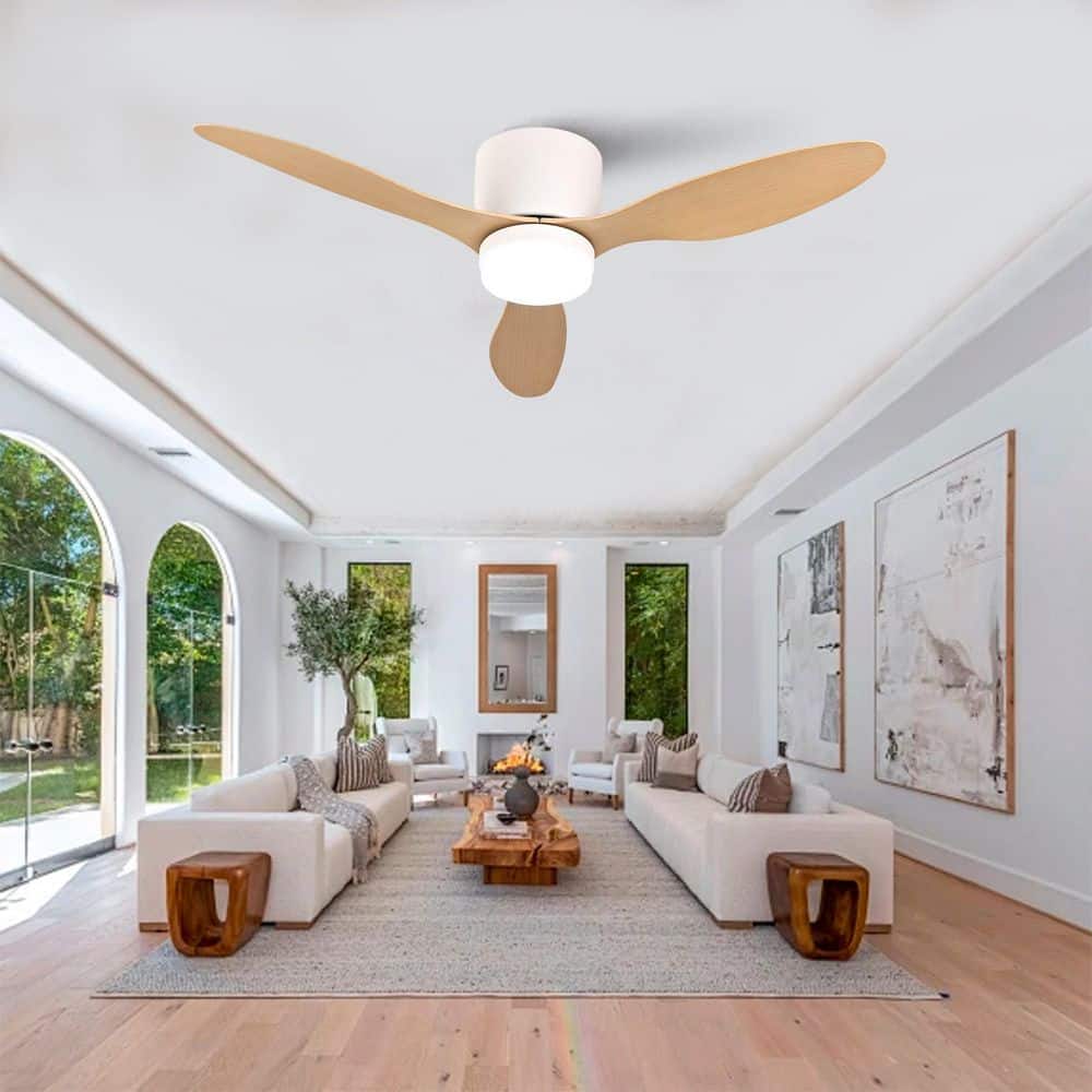 42 in. Indoor/Outdoor White Flush Mount Standard Ceiling Fan with 3 ABS Blades, Quiet DC Motor and Remote for Farmhouse price history on PriceWatchPro