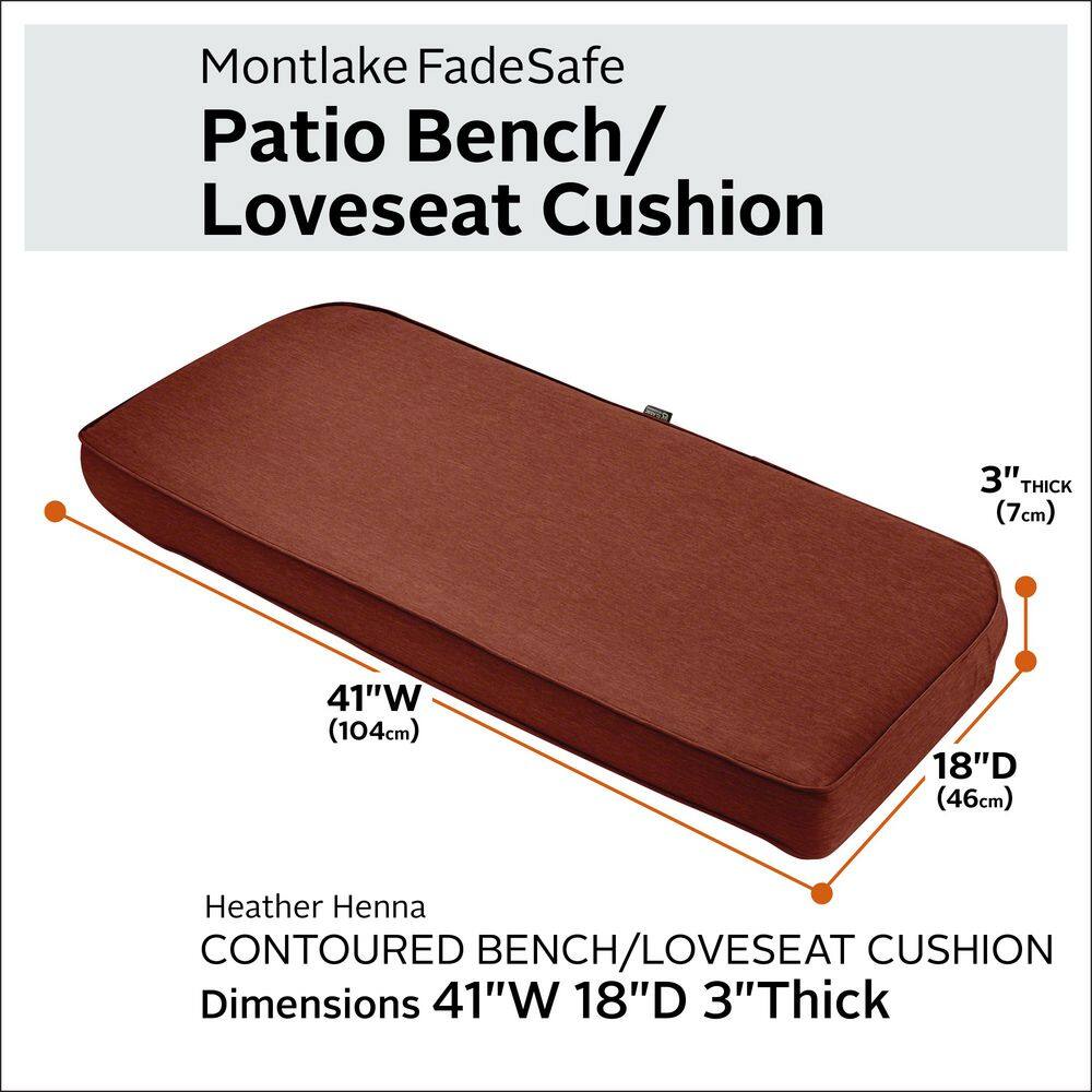 Heather Henna Red FadeSafe 41" Patio Bench Cushion