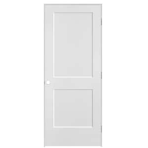 32 in. x 80 in. 2-Panel Logan Left-Hand Hollow Core Primed Molded Composite Single Prehung Interior Door