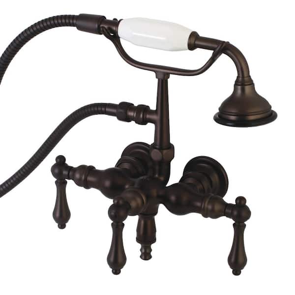 Kingston Brass Vintage 3-3/8 in. Center 3-Handle Claw Foot Tub Faucet with Handshower in Oil Rubbed Bronze