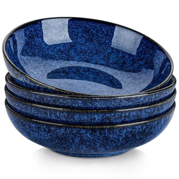 38 fl. oz. Blue Stoneware Pasta Bowl Set 8.5 in. Soup Bowl Rice Bowl Bowls Set of 4
