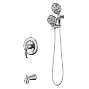 Single-Handle 48-Spray Handheld Tub Shower Faucet with 5 in. Shower Head Combo in Brushed Nickel (Valve Included)