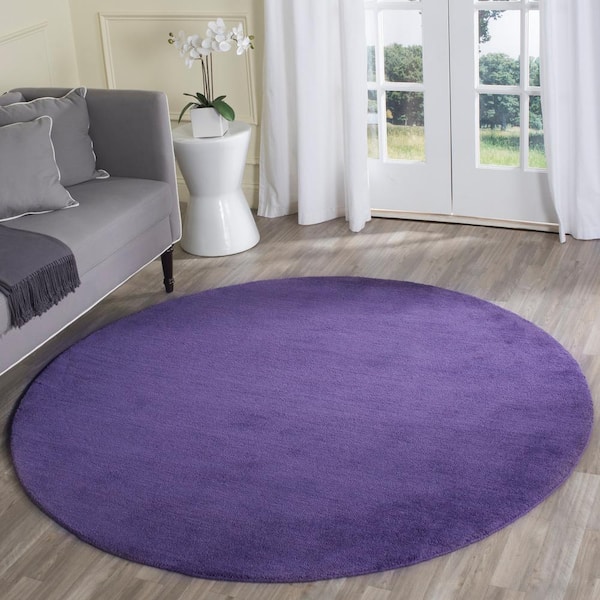 Himalaya Purple 4 ft. x 4 ft. Round Solid Area Rug