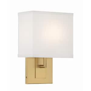Brent 7 in. 1-Light Vibrant Gold Wall Sconce