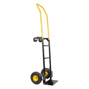 Anky 330 lbs. Capacity 2 in 1 Convertible Hand Truck and Dolly with 8.6 in. Pneumatic Wheels, Black with Yellow Handle