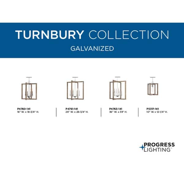 Progress Lighting Turnbury Collection 8-Light Galvanized Finish Coastal Chandelier Light