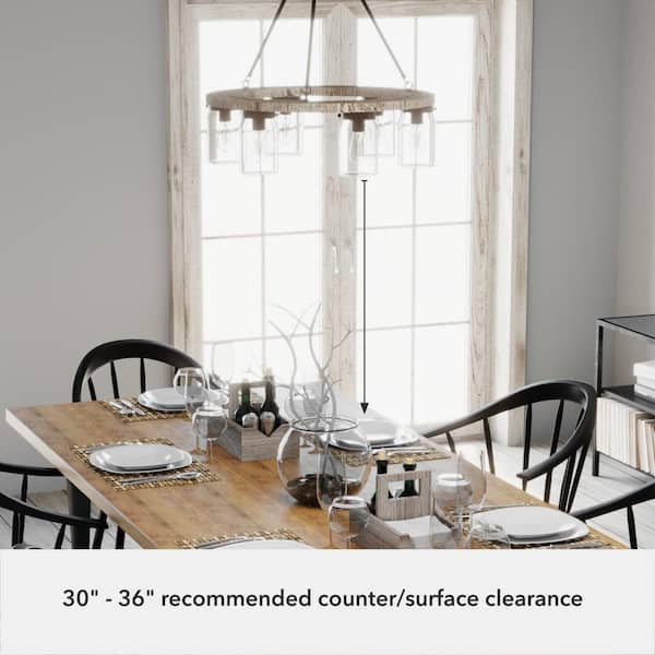 Hunter - Devon Park 6 Light Onyx Bengal Circular Chandelier with Clear Glass Shades Kitchen Light