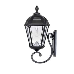 Royal Bulb Series 1-Light Black Outdoor Waterproof Integrated LED Solar Wall Sconce Lantern for Garage and Porch