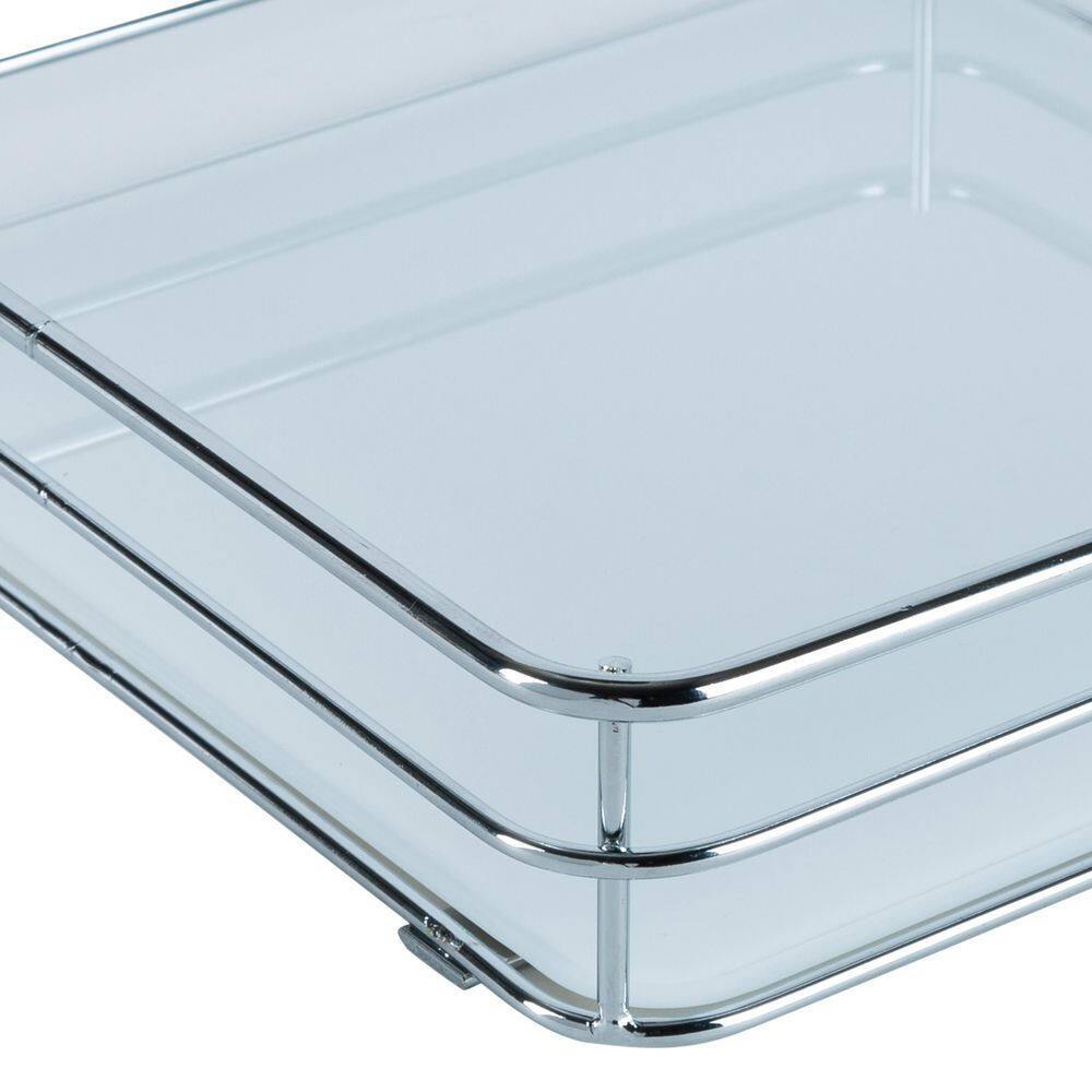 Elegant Chrome-Finished Square Vanity Tray with Tempered Glass