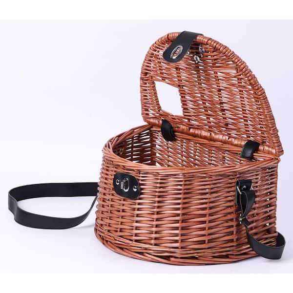 Lyzeous Wicker Basket Fishing Creel Trout Perch Cage Tackle Fisherman Box  Outdoor Classical Willow Trout Fishing Creel Basket